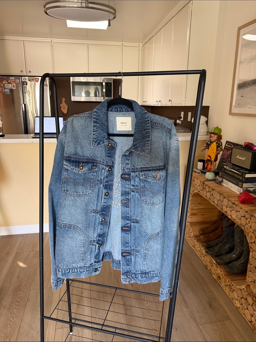 P&Co Paradise Forever Scorpion Embroidered Denim Trucker Jacket [XL] NWT